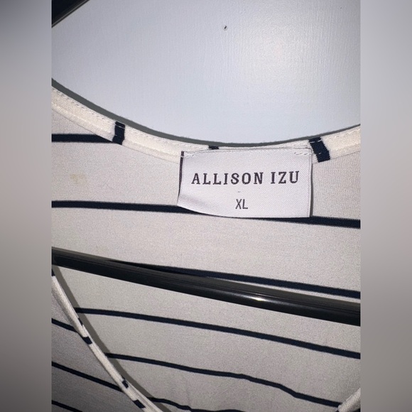 Allison Izu, XL, white shirt-dress with black stripes, preowned. $11 OBO - Picture 5 of 8
